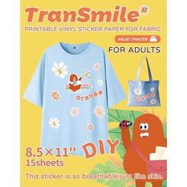 TRANSMILE Printable Vinyl Sticker Paper(Mix Pack for Adults, 8.5x11", 15 Sheets)