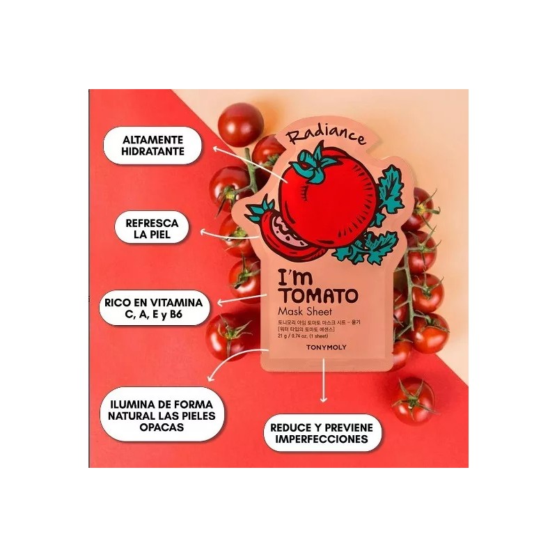 Tonymoly Mascarilla Facial Tomate Hidratación Piel Ratiante Tonymoly