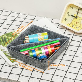 Desk Drawer Organiser Trays, 3 Pcs Felt Drawer Organizers Makeup Storage Boxes, Washable Cosmetic Makeup Drawer Dividers, Storage Bins Trays Drawer Tidy Organiser for Home Office Stationery Dresser