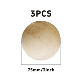 AUXBC 3PCS 3 Inch Wooden Balls, 75MM Large Round Wooden Balls, Unfinished Natural Wood Ball DIY Decorative Balls for Arts and Crafts