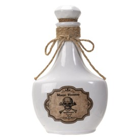 Pacific Giftware White Creepy Skull and Cross Bones, Voodoo Ceramic Bottle Decorations, Spooky Tabletop Decor, 4.92" X 3.15" X 7.87" Size
