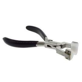 The Beadsmith Double Nylon Jaw Ring Bending Plier, 5.5 inches (140mm), Black PVC comfort grip handle, no spring, for protecting wire when bending