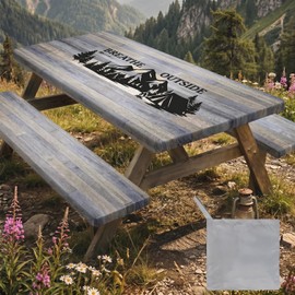 pickyNproud Picnic Table Cover with Bench Covers Portable Table Cloth Built-in Storage Pocket Picnic Table Covers with Elastic Waterproof Camping Essentials for RV Camping