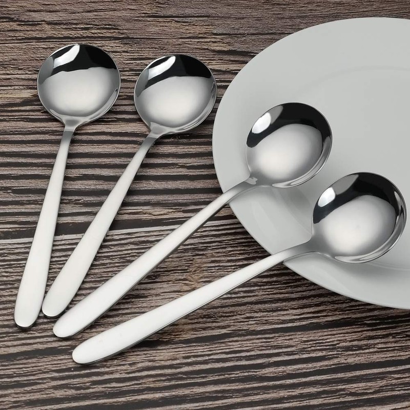 Yarebest Stainless Steel Round Spoon, Table Spoon Set, 6 Piece