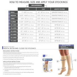 Truform Truform 20-30 mmHg Compression Stockings for Men and Women, Knee High Length, Closed Toe, Beige, Large