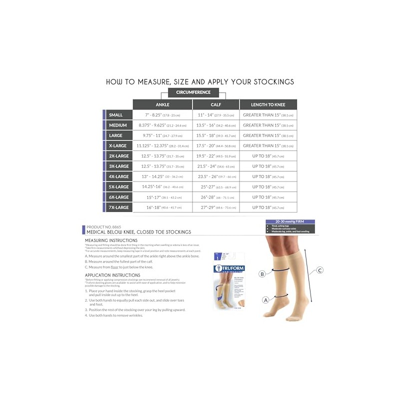 Truform Truform 20-30 mmHg Compression Stockings for Men and Women,