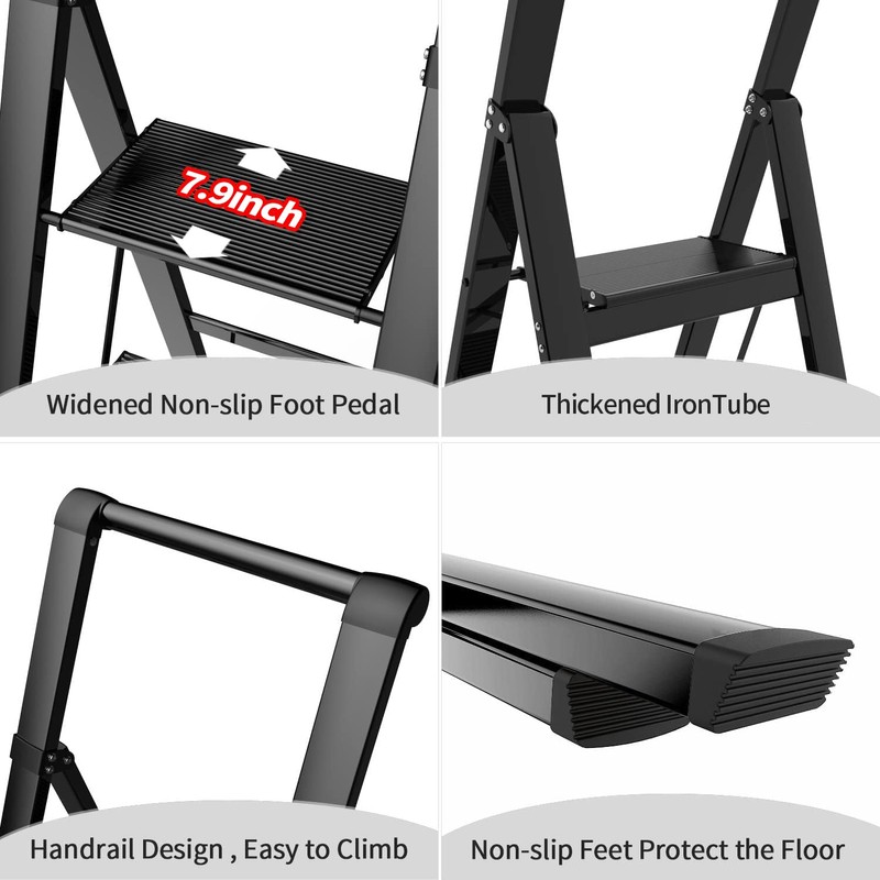 SOLADDER 5 Step Ladder, Folding Step Stool with Handgrip and