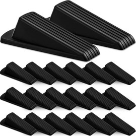 Frienda 18 Pcs Door Stoppers Bulk for Bottom of Door Rubber Door Wedge Stop Height up to 1.2 Inches Sturdy Door Stop Bulk for Heavy Duty Door Bottom Carpet Tile Concrete Wooden Floor (Black)