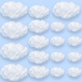 chaojiniubee 18 Pcs Artificial Clouds Room Decor,Clouds for Room Aesthetic Ceiling Decorations,Hanging Clouds for Baby Room Decor,Classroom Decorations,Party Stage Decor (Three Different Sizes)