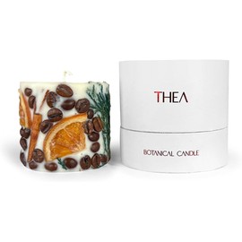 THEA Coffee Candle Essence Oil Musk Patchouli Sage & Mahogany Scented Mini Pillar Candle Small 100% Soy Wax Burn Long Lasting Clean Burning No Drip Candles Home Party Decor