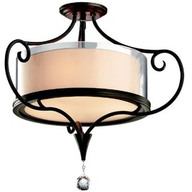 Kichler 42866SWZ, Lara Round Crystal Semi Flush Ceiling Lighting, 3 Light, 300 Watts, Shadow Bronze