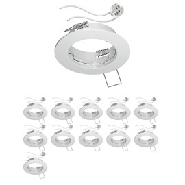 ledscom.de Fere Ceiling Mounting Frame Round Glossy White (LED/Halogen/MR16/50 mm) with GU5.3 Socket Pack of 12
