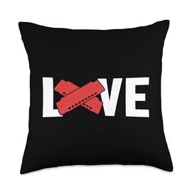 Chromatic Harmonica Set Accessories Beginner Gifts Love Mouth Harp Harmonist Harmonicist Professional Harmonica Throw Pillow, 18x18, Multicolor