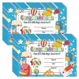 DUGUTUL 40 Pieces 100th Day of School Award Certificates, Colorful Happy 100th Day of School 100 Days Classroom Activities Certificate for Primary High School Party(C)