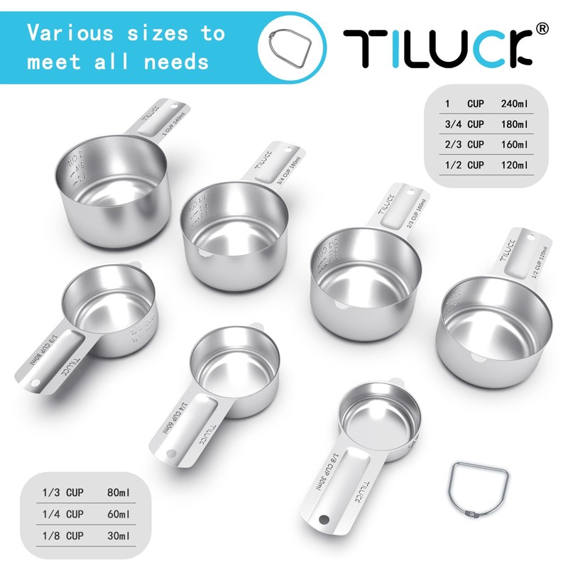 TILUCK Stainless Steel Measuring Cups Set,Kitchen Gadgets for Cooking &