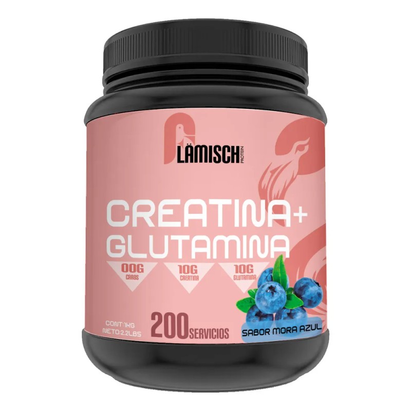 Creatina + Glutamina 1 Kg Flamish Pre Entreno 50servicios