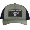 Stringer-Machine Tender AF - Leather Black Patch Engraved Trucker Hat,