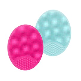cepillo para polvo de limpieza facial, suave antimicrobiano de silicona para la cara, exfoliante facial para masaje, limpieza de poros, eliminación de puntos negros, exfoliación suave y limpieza profunda, 2ed-Blue+Red
