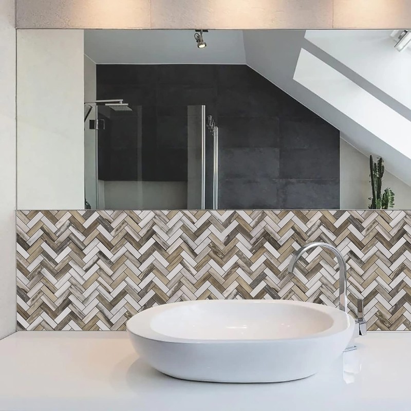 STICKGOO Herringbone Peel and Stick Backsplash, 10 Sheets PVC Kitchen