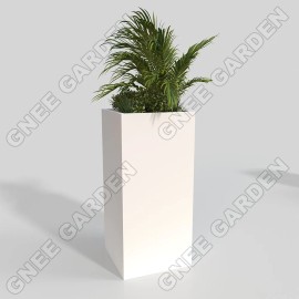 Outdoor Commercial Residential White Powder-Coated Rectangle Metal Planter Box Metal Pot for Gardens/Porches/Patioscolor: White, Size: 350L*350W*760H
