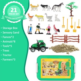 Farm Sensory Bin, Farm Sensory Toys with Play Sand for Toddlers Boys and Girls, Kids Toys Gift Sand Box for Age 3 4 5 6 7 8
