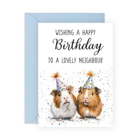 Cute Birthday Card - 'Birthday Neighbour' - Gifts for Next Door Friends, Colleagues, Him, Her - Warm Greetings- Comes with Fun Stickers