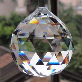 Petrichor Clear Crystal Hanging Ball Feng Shui Prism Sun Catcher Window Decorative Good Luck Prosperity - Main Decoration/Gift (60 mm, 5 x 5 x 6 cm/Pack of 2)