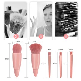 Travel Makeup Brushes Set - Mini Makeup Brush Set with Mirror - Portable Makeup Brushes for Women - Full Function Mini Makeup Brush Set