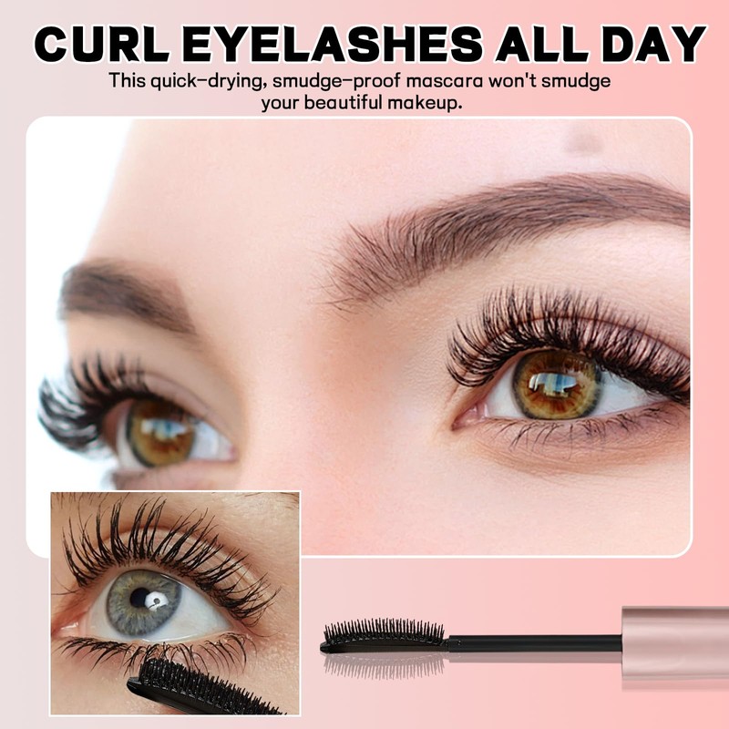 4 Stück Iron Eye Mascara，Iron Eye Eisenlocke Mascara(Schwarz, Braun)