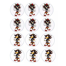 Handmade 12 Sonic, Shadow, edible paper, cupcake cookie toppers CHOOSE SIZE - 3 in