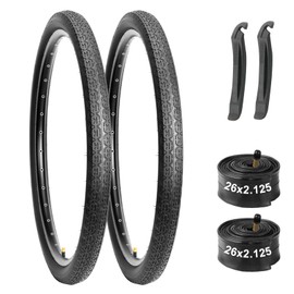 WINFAVO 26x2.125 Cruiser Bike Tires Set: Folding Replacement Tires and Pair 26-inch Inner Tubes for Beach Cruiser and Urban Commuting Bicycle-Black