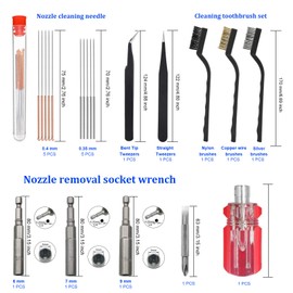 HAWKUNG 36 PCS 3D Drucker Tool Kit, 3 in 1 Düsenwechselwerkzeug, Nadeln, Zange, Pinzette, Schlüssel, Schaber, Bürste, Schneidematte, Clean Up Messer für Düsenwechsel und Modell Entfernen, Reinigung