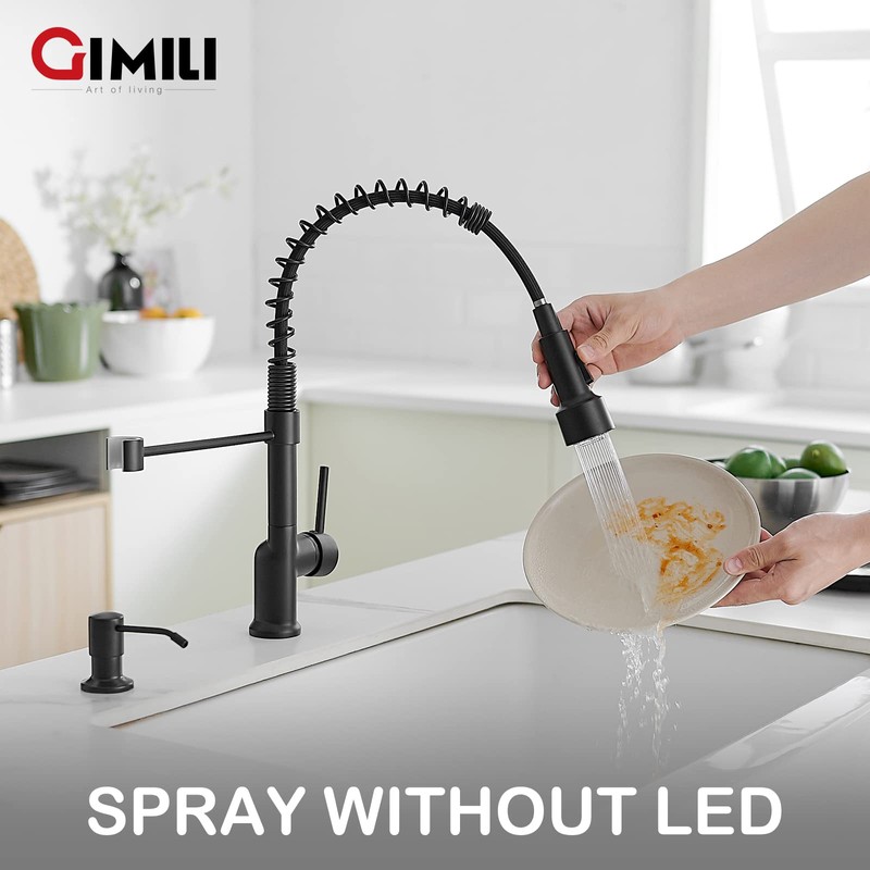 GIMILI Matte Black Kitchen Faucet with Pull Down Sprayer with