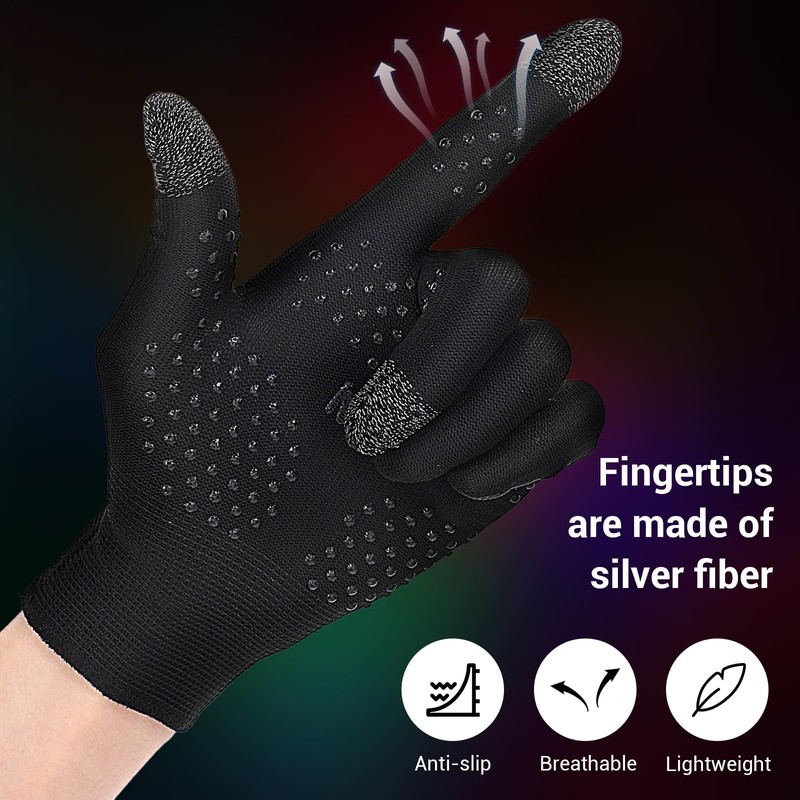 Ptwola Ultra-Thin Mobile Gaming Gloves Touchscreen Gaming Gloves Anti-Sweat Mobile