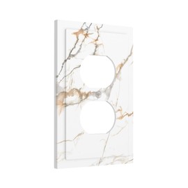 LWDZLHD White Gold Marble Outlet Covers Light Switch Cover Decorative Wall Plate Electrical Faceplate for Bathroom Kitchen Bedroom 5" x 3"
