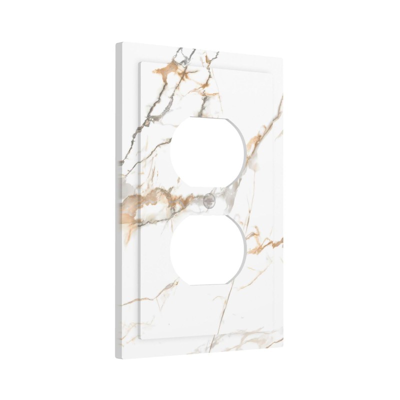 LWDZLHD White Gold Marble Outlet Covers Light Switch Cover Decorative