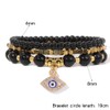 3pcs Evil Eye Bracelets For Women Men，Beaded Natural Stone Lucky