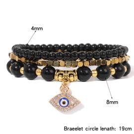 3pcs Evil Eye Bracelets For Women Men，Beaded Natural Stone Lucky Charm Dainty Funny Protection Cool Couple Friendship Bracelets For Women Men Jewelry (76-pink)