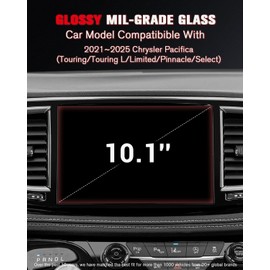 ASZSK For 2021~2025 Chrysler Pacifica (Touring/Touring L/Limited/Pinnacle/Select) 10.1 Inch Glossy Screen Protector - [More Clear& Smooth] - Mil-Grade 9H+ Tempered Glass - Touchscreen *1