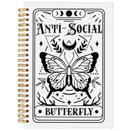 Ecezatik The Anti-Social Butterfly Tarot Journal Notebook - Introvert Gifts, Tarot Lover Gifts, Witchy Journal, Butterfly Gifts for Women, Witchy Gifts for Women Spiral Notebook 5.5x8.3