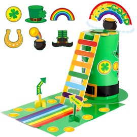 St Patrick's Day Trap Kit DIY Catch a Leprechauns Trap Craft Set Supplies St Patrick's Day Party Decoration Leprechaun Hat Box Shamrock Stickers for Kids Gifts Classroom Home Game Activity Party Favor