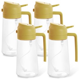 TKSDWBLTY 4Pcs Olive Oil Dispenser Bottle 2 in 1 Clear Glass Oil Sprayer and Container 470ML Refillable Vinegar Dispenser with Automatic Cap Portable Spray Bottle for Cooking Baking, Orange