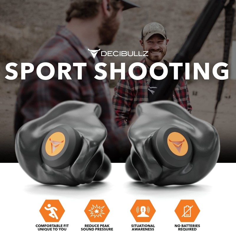 Decibullz Percussive Moldable Earplugs for Hunting & Shooting, Gun Range