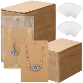 Fumete Earring Holder Cards, 1000 Pcs with Bags, Kraft Color, 2.4 x 3.5 Inch, Earring Display for Jewelry Storage