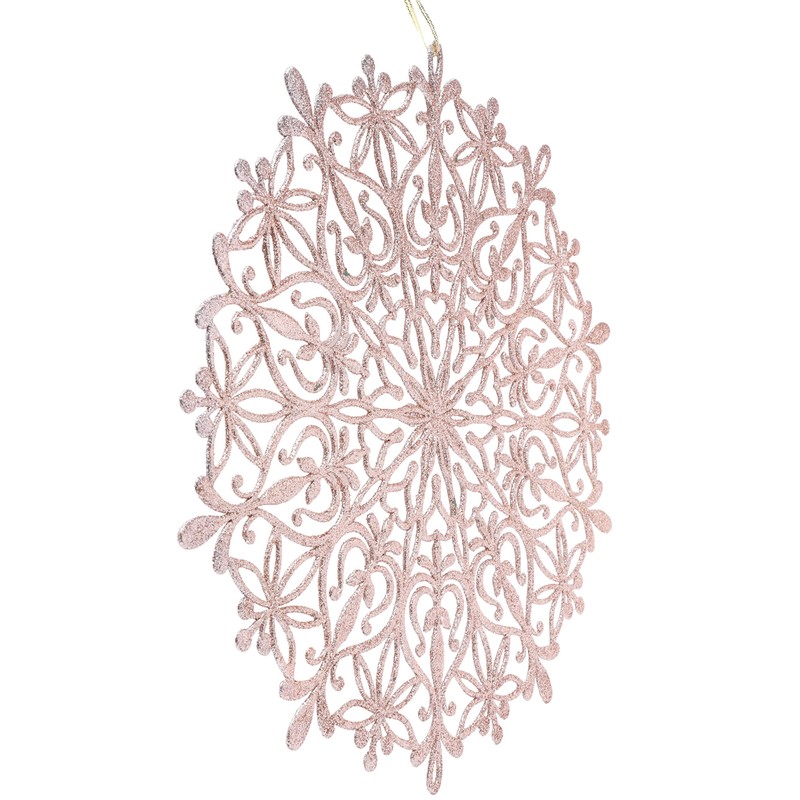 Toyland® Pack of 2-39cm Rose Gold Glitter Snowflake Pendant Christmas