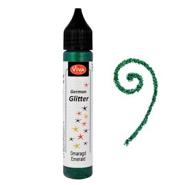 Viva Decor®️ German Glitter (Smaragd, 28 ml) Glitter Glue - farbige Glitzer Stifte in transparenter Effekt Paste - Bastel Glitzer Stift - window color glitter pen - Glitzerstifte Kinder