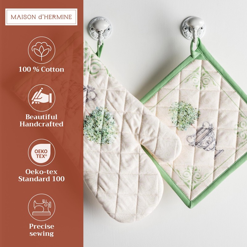 Maison d' Hermine Oven Mitt & Pot Holder 100% Cotton