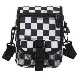ReignSword Mini Crossbody Bags for Men Women, Small Messenger Bag Shoulder Pouch, Adjustable Crossbody Sling Bag Purse for Travel Sports (Checkered)