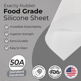 Exactly Rubber - Translucent Silicone Sheet, 50A Durometer Rubber Sheet, Semi Clear Silicone, Resistant -80 to 450°F, Food-Grade Silicone Placemat, 450% Elongation, Made in The USA, 1/32 x 12” x 18”
