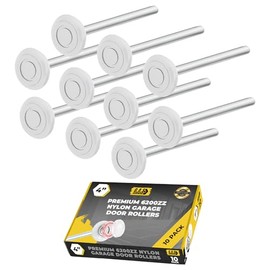 Garage Door Roller, Sealed 6200ZZ Bearing Extra Quite Nylon Roller, 4" Stem, Pack of 10